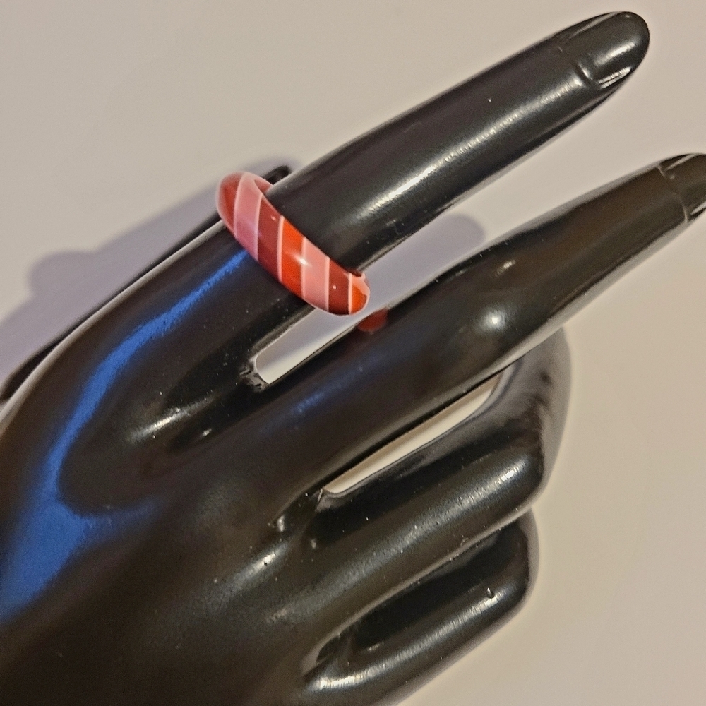 *5 for $20* Red and Pink Striped Plastic Ring